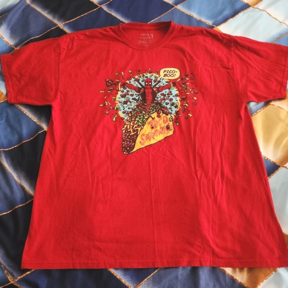 Deadpool Pico Boo Taco Red Graphic T-Shirt Design Size Xxl